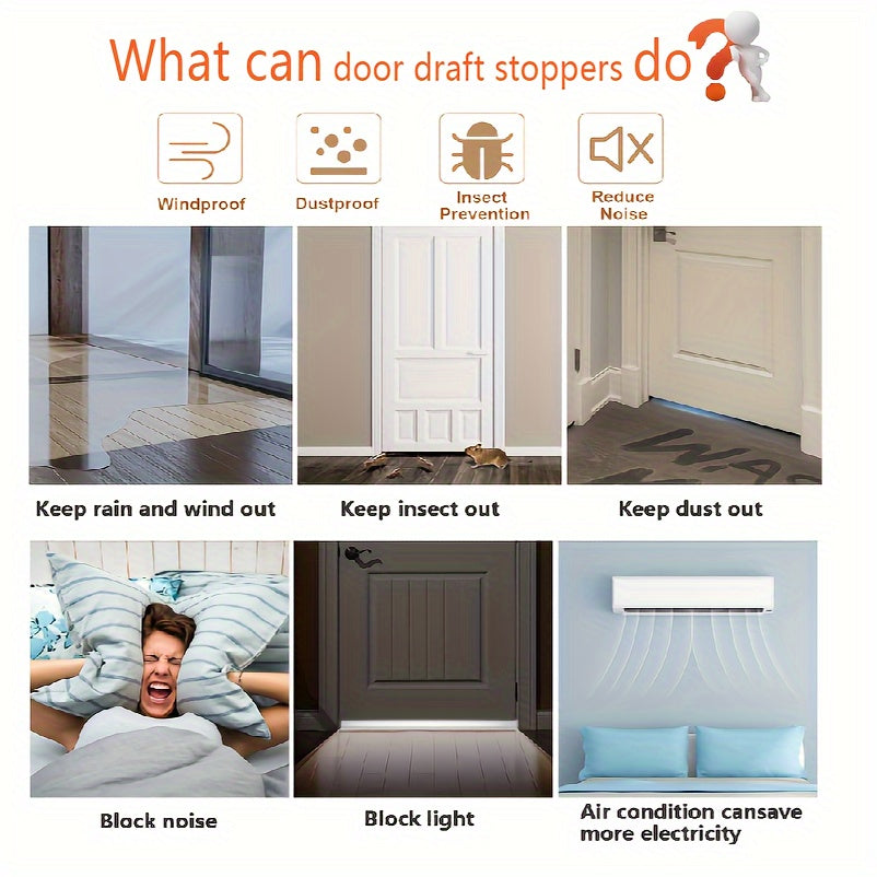 1pc Silicone Door Draft Stopper, Under Door Draft Blocker, Insulator Door Sweep Weather Stripping, Noise Stopper, Strong Adhesive 99.06cm Length