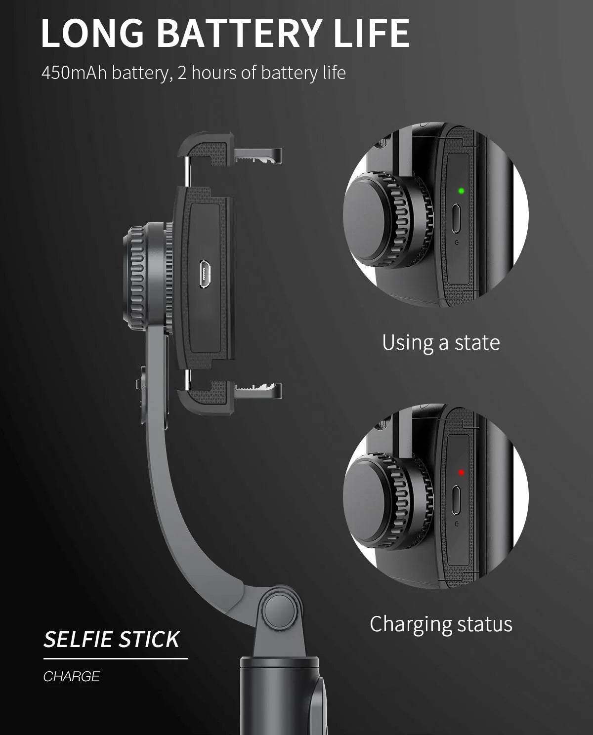 Handheld Gimbal Smartphone Bluetooth Handheld Stabilizer with Tripod Selfie Stick Folding Gimbal for Smartphone Xiaomi iPhone