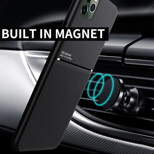 Magnetic Car Phone Case for iPhone 15 14 11 13 Pro MAX XR XS 12 Mini 6s 7 8 Plus Built-in Magnet Metal Soft TPU Shockproof Cover