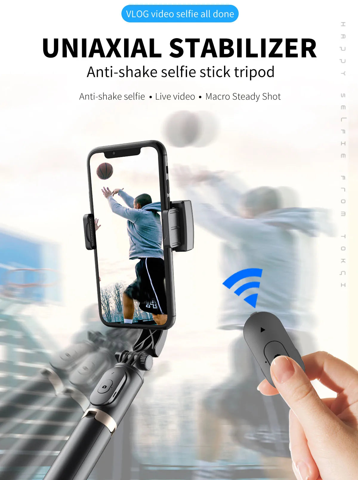 Handheld Gimbal Smartphone Bluetooth Handheld Stabilizer with Tripod Selfie Stick Folding Gimbal for Smartphone Xiaomi iPhone