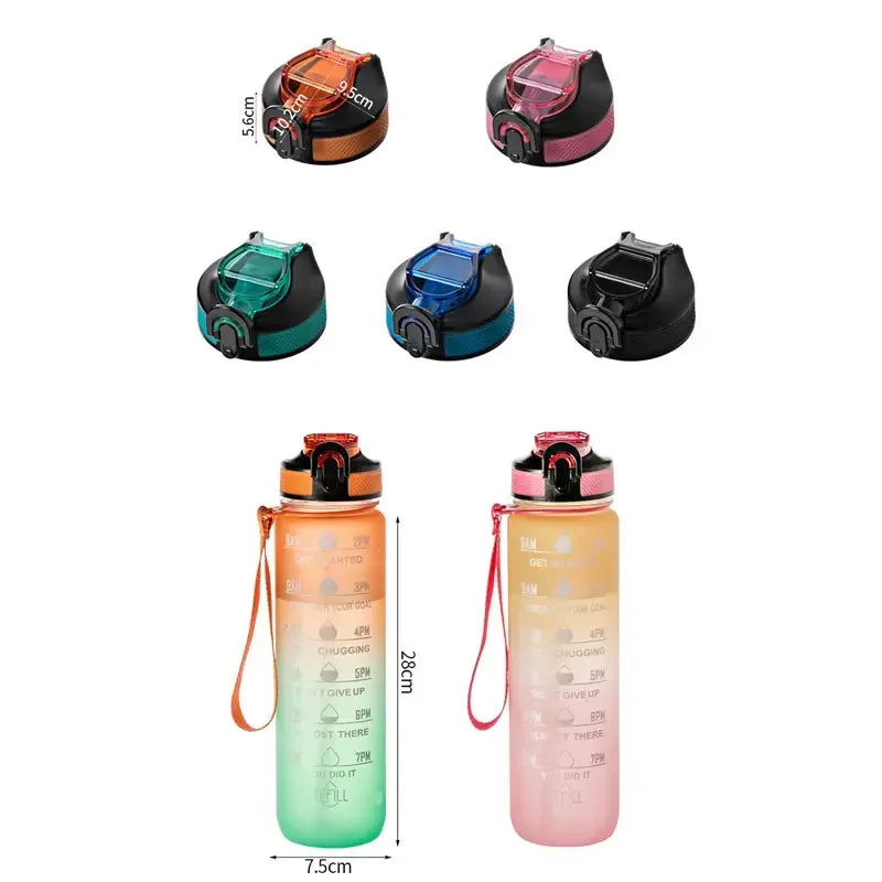 1 Liter Water Bottle Motivational Sport Water Bottle Leakproof Bottles Drinking Outdoor Travel Gym Fitness Jugs For Kitchen Cups