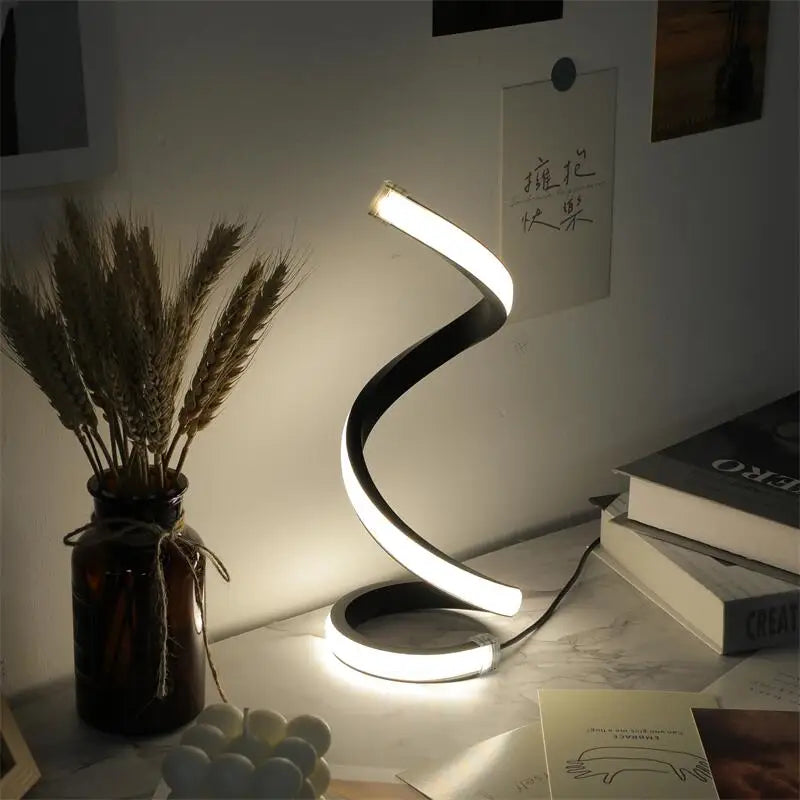 1Pc LED Spiral Table Lamp Modern Three Speed Dimming USB Power Button Switch Bedroom Decorative Table Lamp