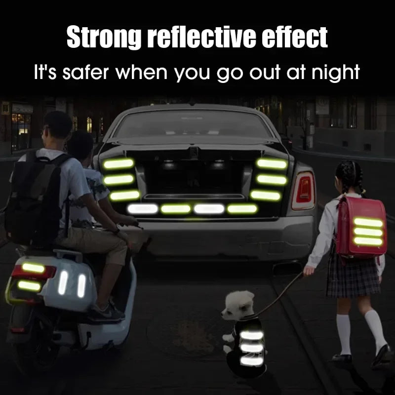 10-60 Pcs  Universal Safety Warning Reflective Stickers for Car Reflect All Light Sources Motorcycle Helmet Stickers Car Parts