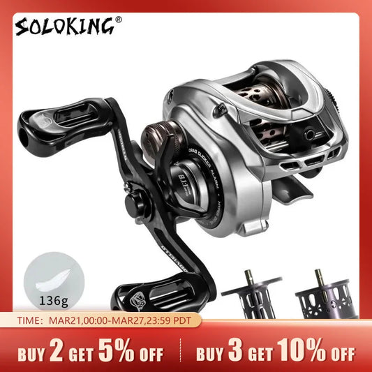 SOLOKING ACURA HICC50 136g Ultralight Baitcasting Reel BFS Fishing Reel 7.1/8.1 Gear Ratio Saltwater 10+1BB 4KG Power Baitcaster