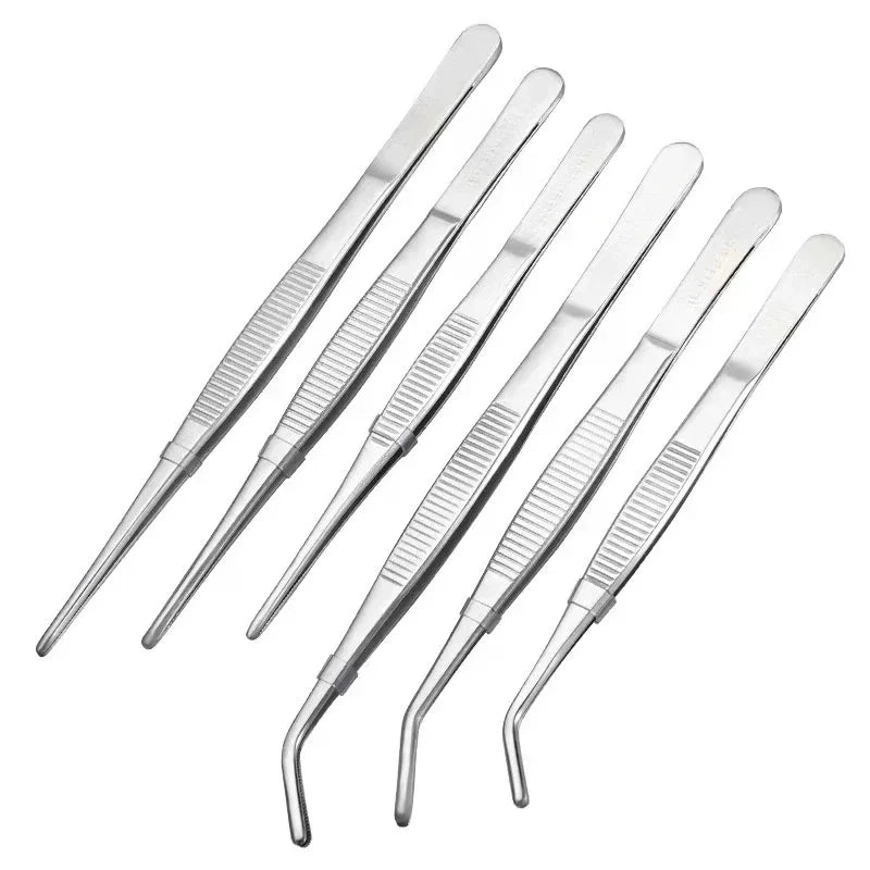 Stainless Multifuctional Steel Elbow Tweezers Aquarium Clip Long Tongs Medical Tweezers Forceps Pet Feeding Tools Non-slip