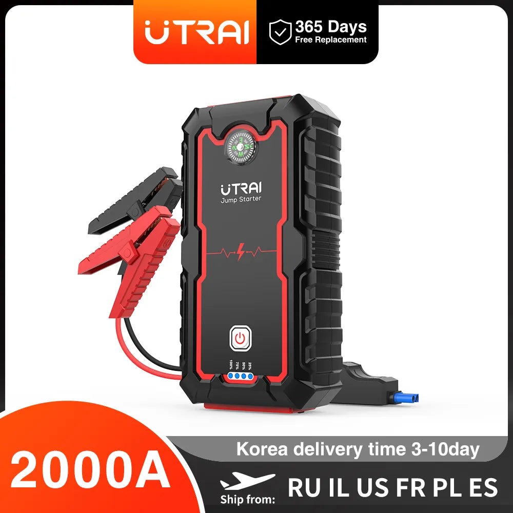 UTRAI 2000A Jump Starter Power Bank Portable Charger Starting Device For 8.0L/6.0L Emergency Car Battery Jump Starter