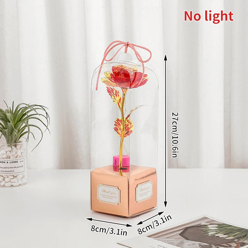 Red Rose Artificial Flowers Creative Valentine's Day Mother's Day Gift Rose in Glass Cover Light Up Rose Wedding LED Galaxy Rose