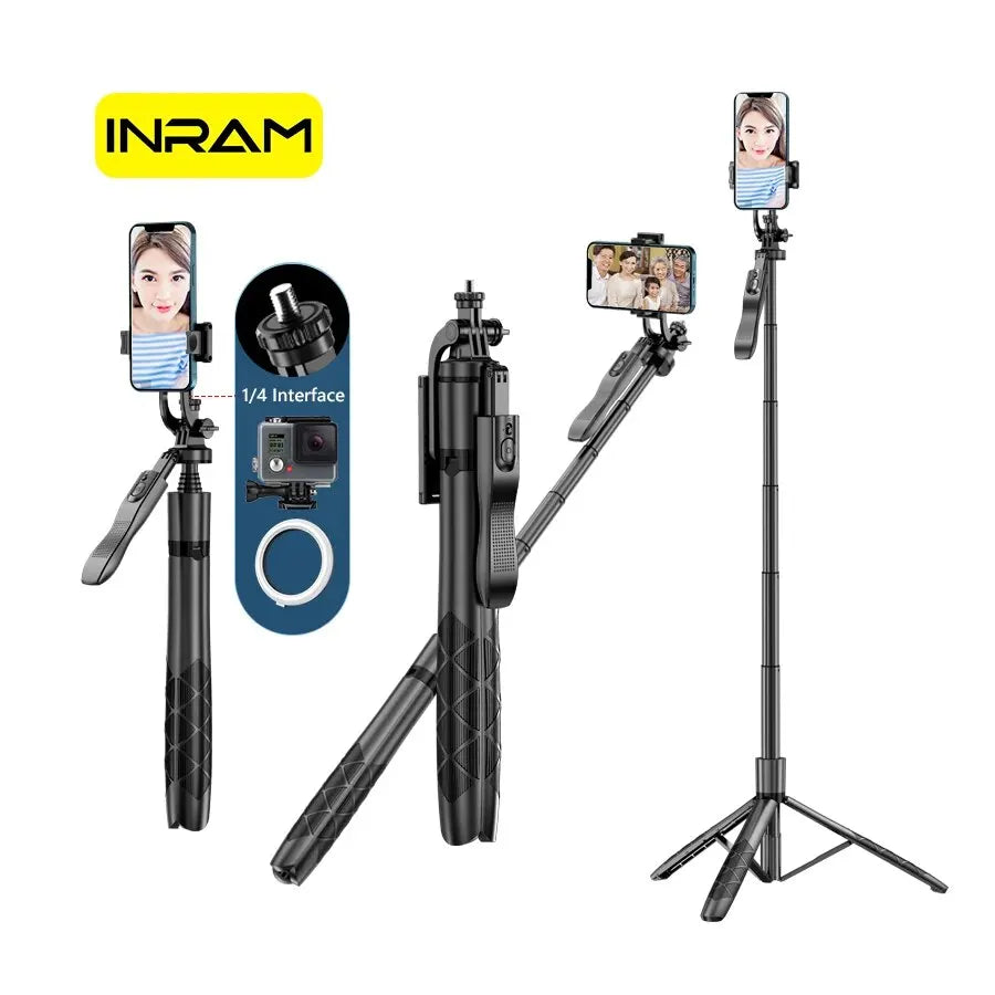 INRAM-L16 Wireless Selfie Stick Tripod Stand Foldable Monopod For Gopro Action Cameras Smartphones Balance Steady Shooting Live