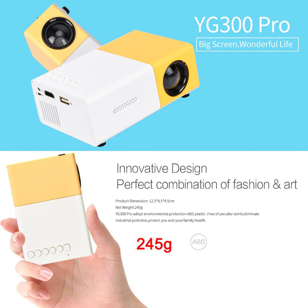 Salange Mini Projector YG300 Pro LED Supported 1080P Full HD Portable Beamer Audio HDMI USB Video Projetor