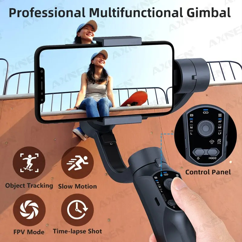 F10 3-Axis Handheld Gimbal Smartphone Stabilizer Cellphone Selfie Stick for Android iPhone Phone Vlog Anti Shake Video Recording