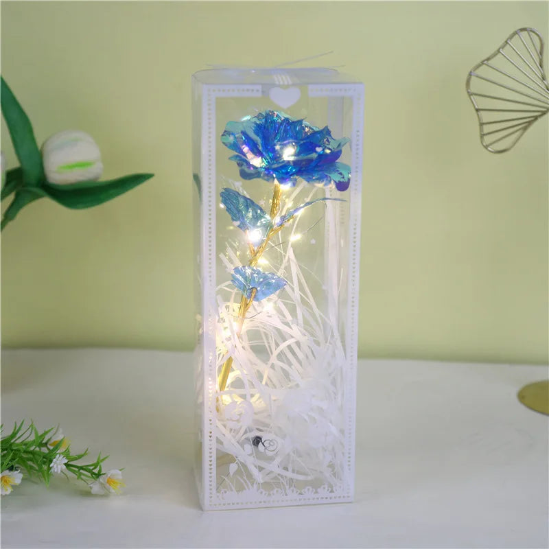 Red Rose Artificial Flowers Creative Valentine's Day Mother's Day Gift Rose in Glass Cover Light Up Rose Wedding LED Galaxy Rose