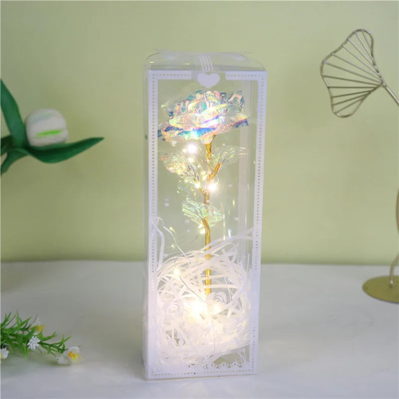 Red Rose Artificial Flowers Creative Valentine's Day Mother's Day Gift Rose in Glass Cover Light Up Rose Wedding LED Galaxy Rose