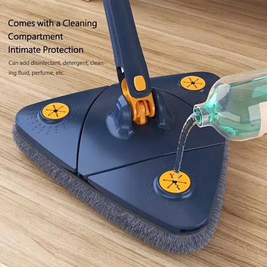 360° Rotating Triangle Mop Set with Long Handle - Hands-Free Washing, Dual-Use for Wet & Dry Cleaning on Floors, Walls, Ceilings, and Glass, Cleaning Supplies, Corner, Cleaning Tool